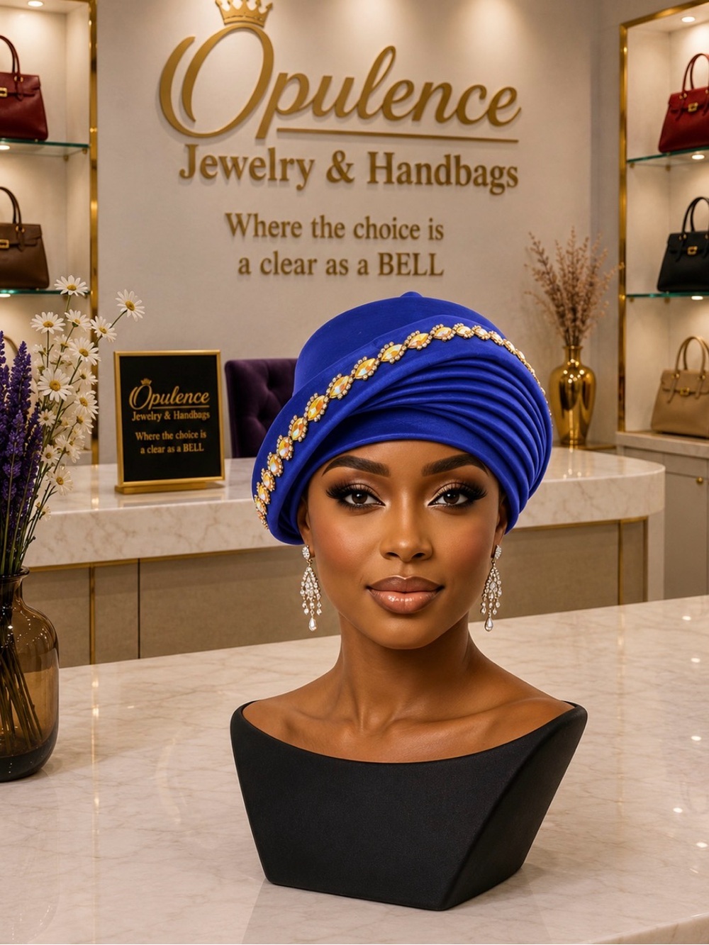 Royal Blue Embellished Headwrap